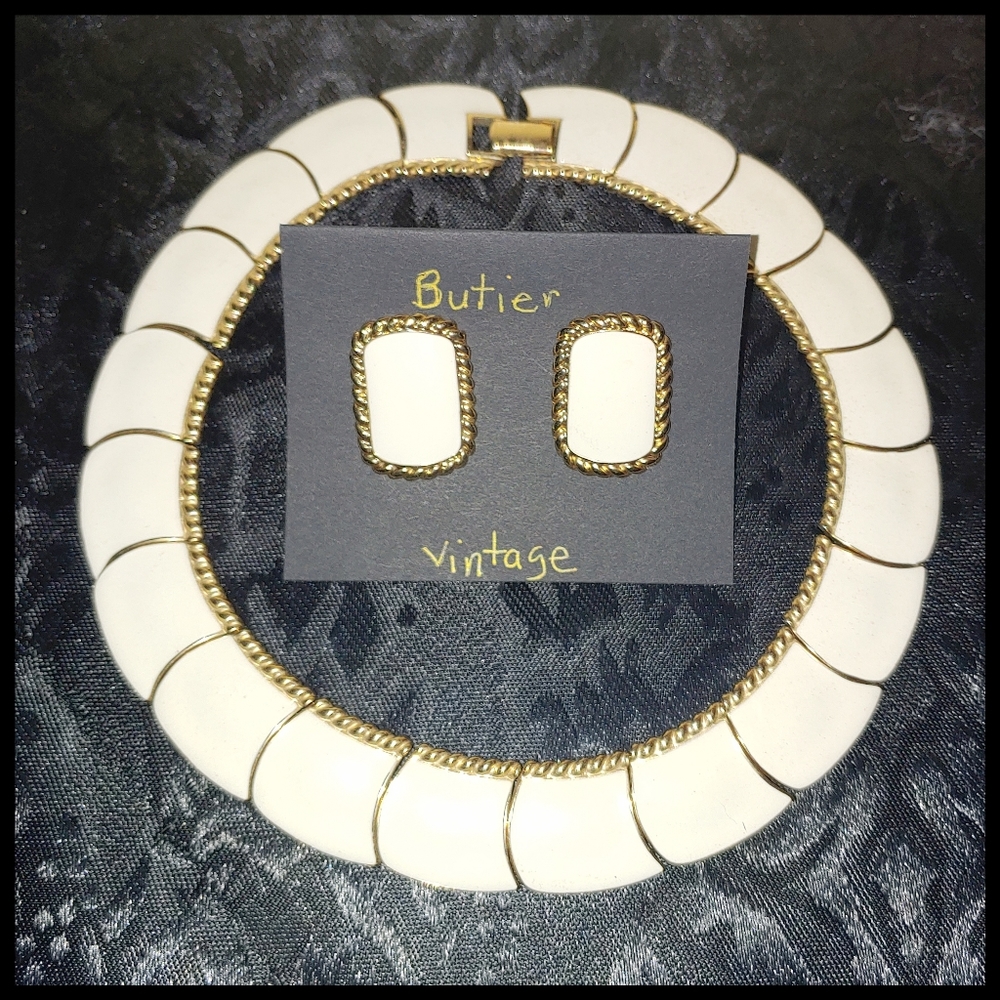 Vintage Butier Necklace and Earring Set, Marked